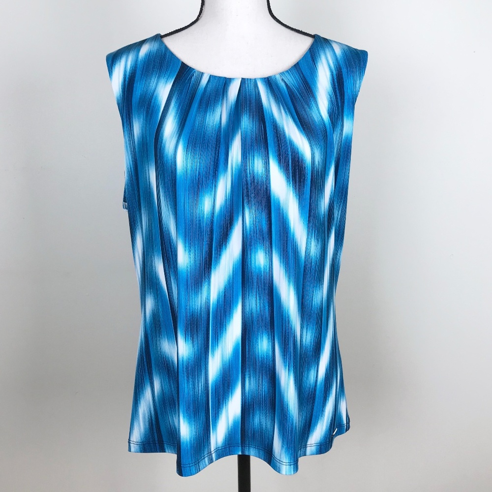 Calvin Klein Sleeveless Top Flowy Blue White Black